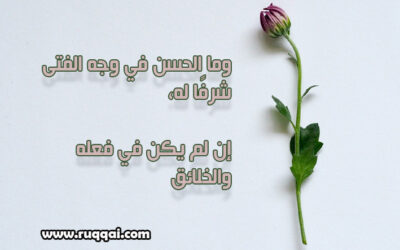 “وما الحسن في وجه الفتى شرفًا له، إن لم يكن في فعله والخلائق”